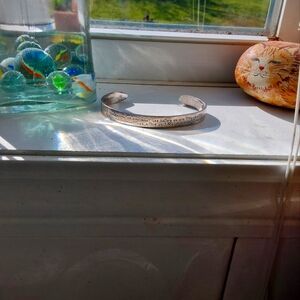 Thin Sterling Silver Cuff w/ Ralph Waldo Emerson Quote